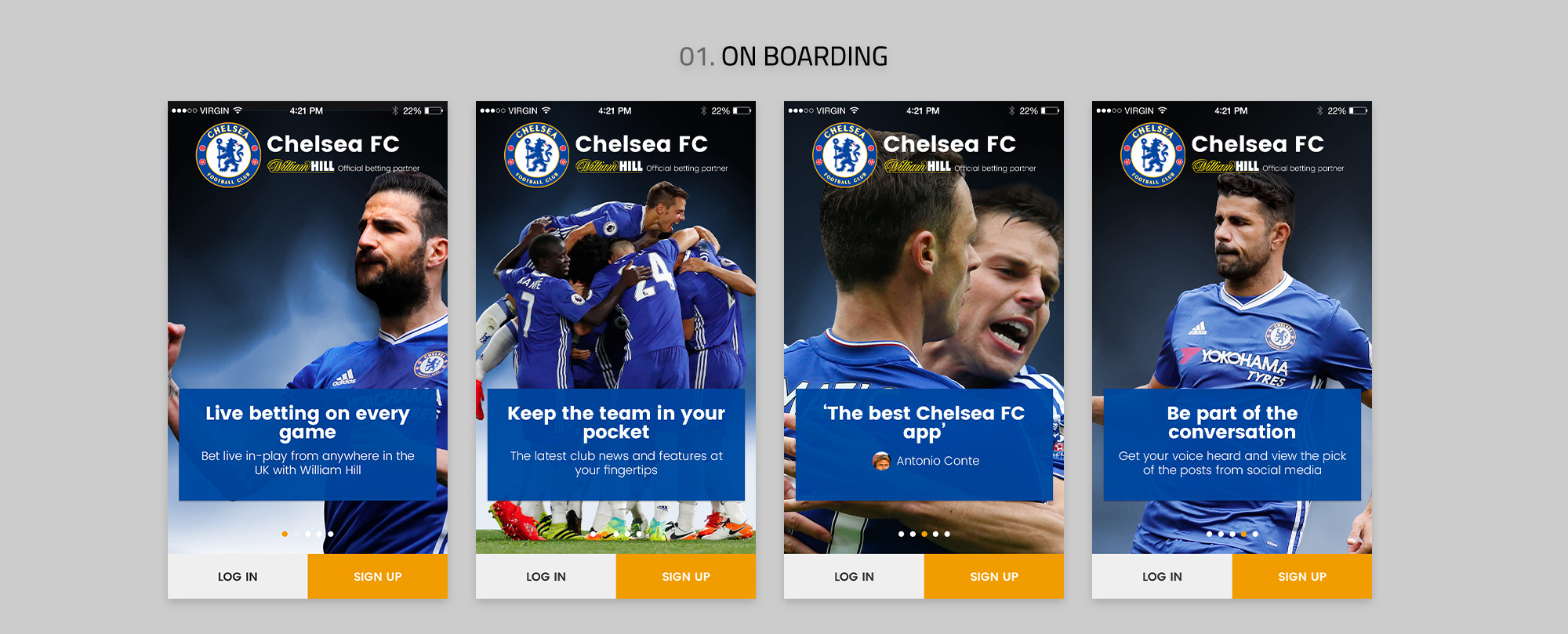 A selection of screens from the app