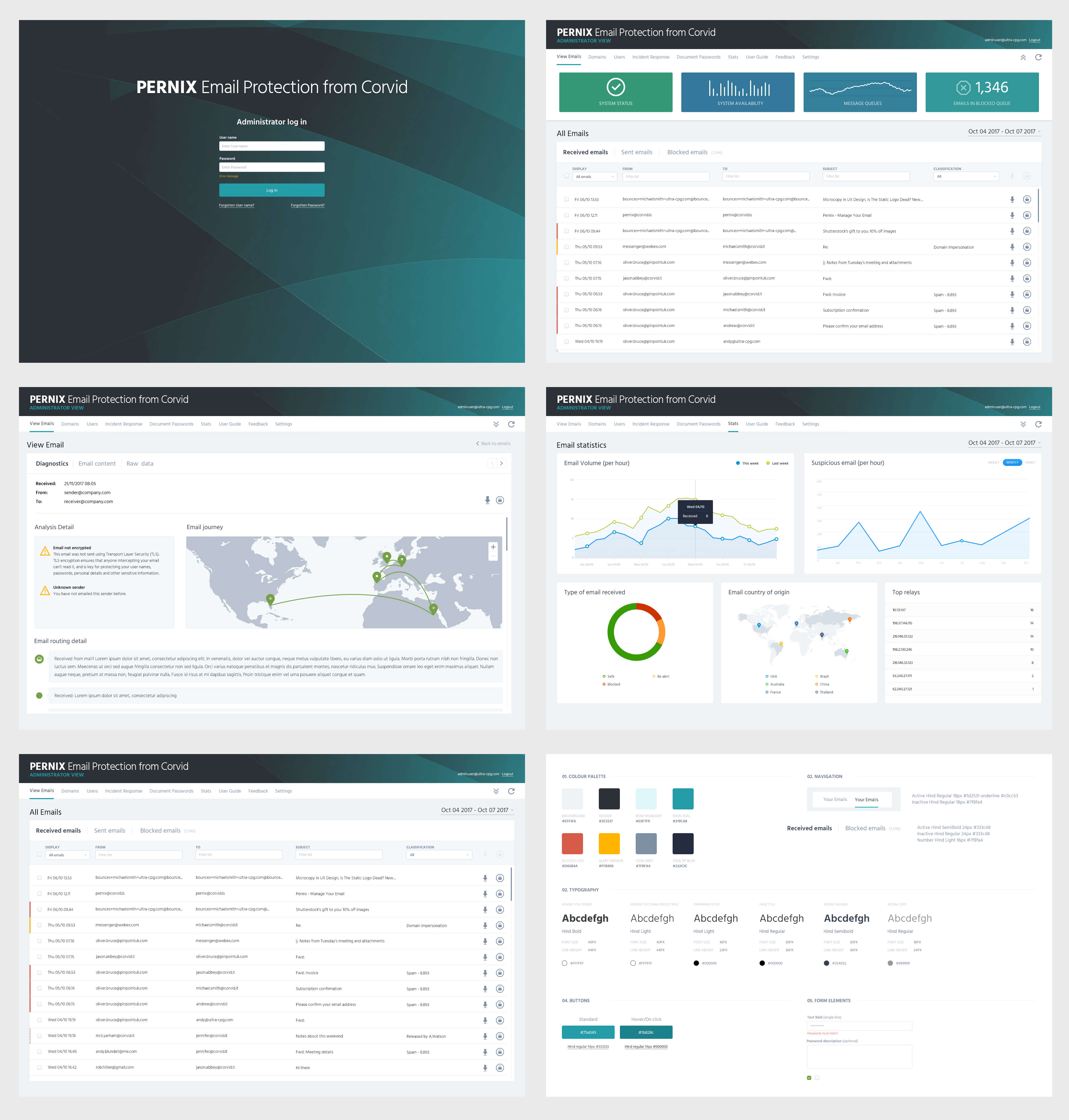 A selection of screens from the new design