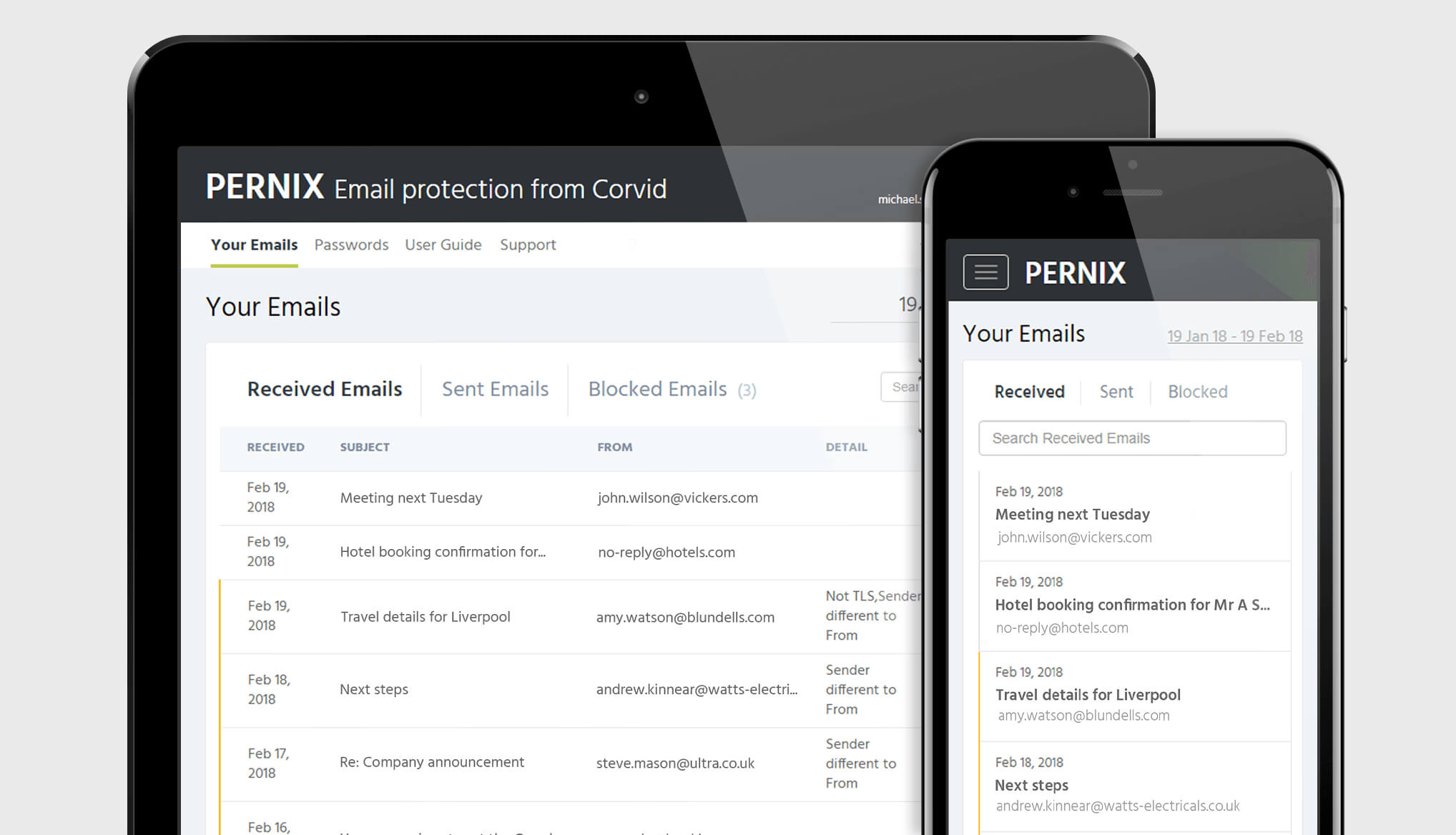 The new Pernix solution on a tablet and iphone