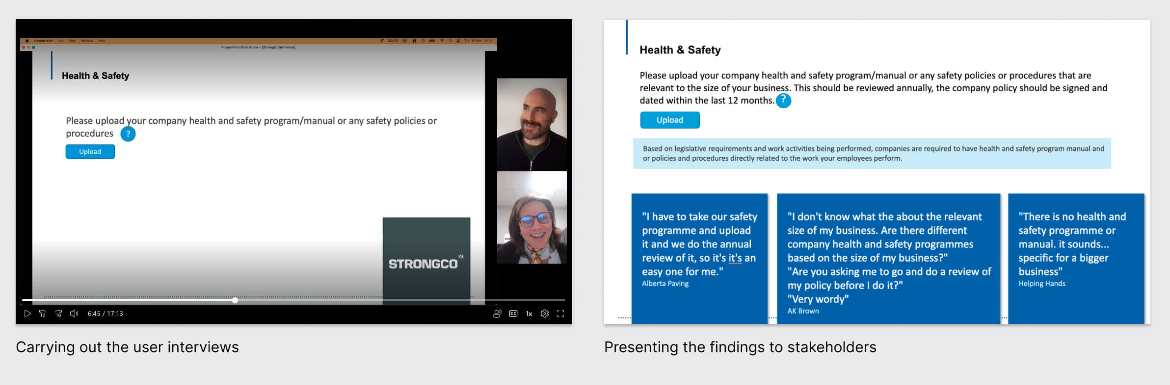 Questionnaire interviews and presentation