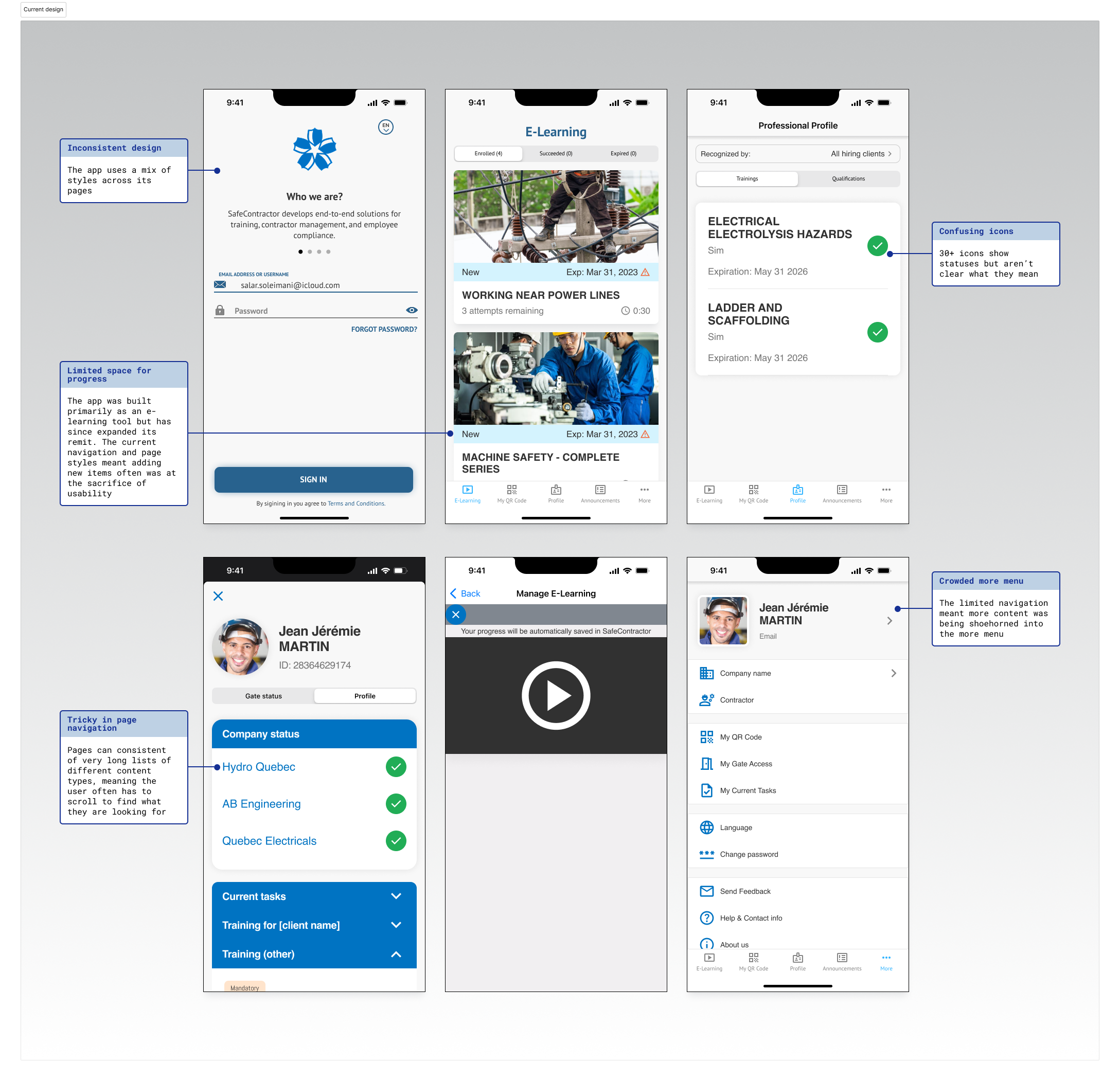 The current SafeContractor CAN app design